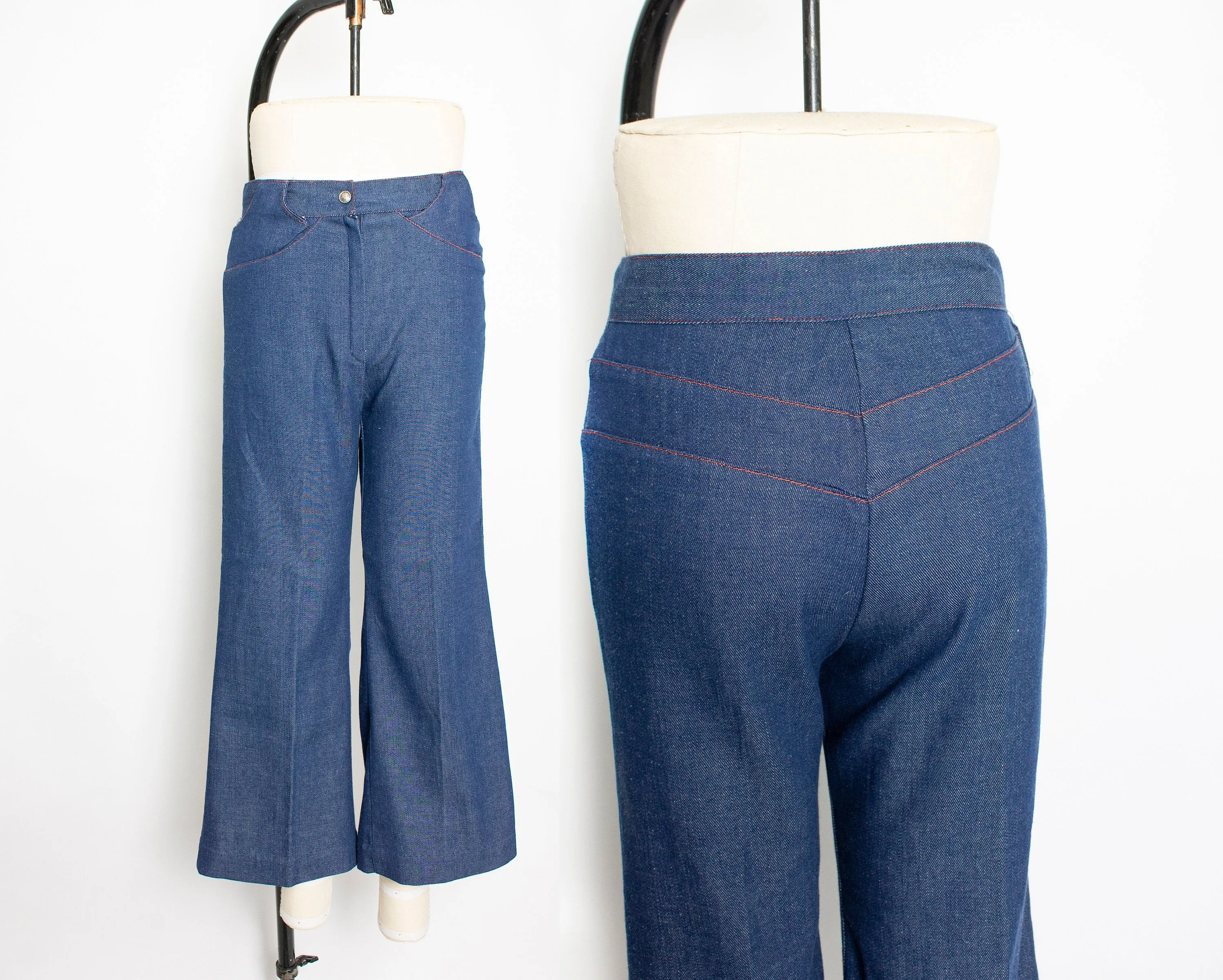 1970s JEANS Cropped Denim High Waist Flares 28" x 25"