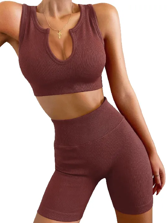 2 piece Ribbed U-Neck Sleeveless Set