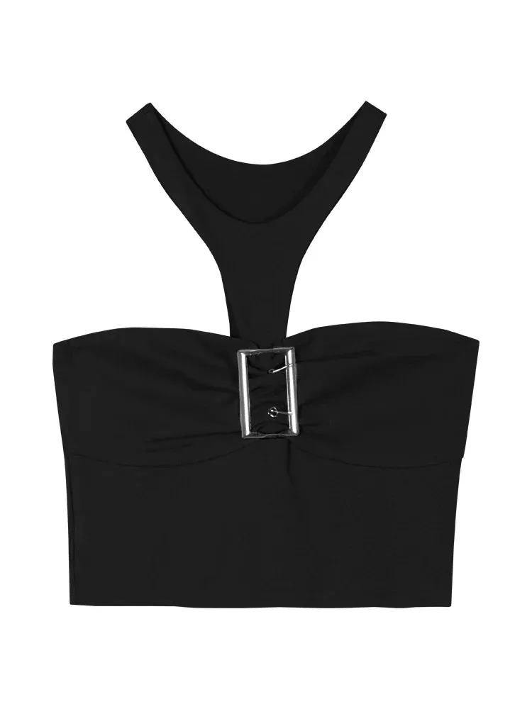 2024 Short Backless Sleeveless Strap Top for Women