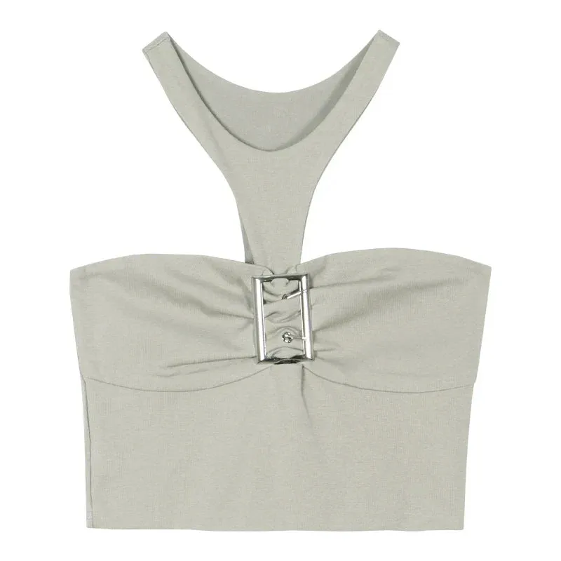 2024 Short Backless Sleeveless Strap Top for Women