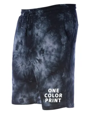 24 1-Color Print Pigment Tie Dye Fleece Shorts