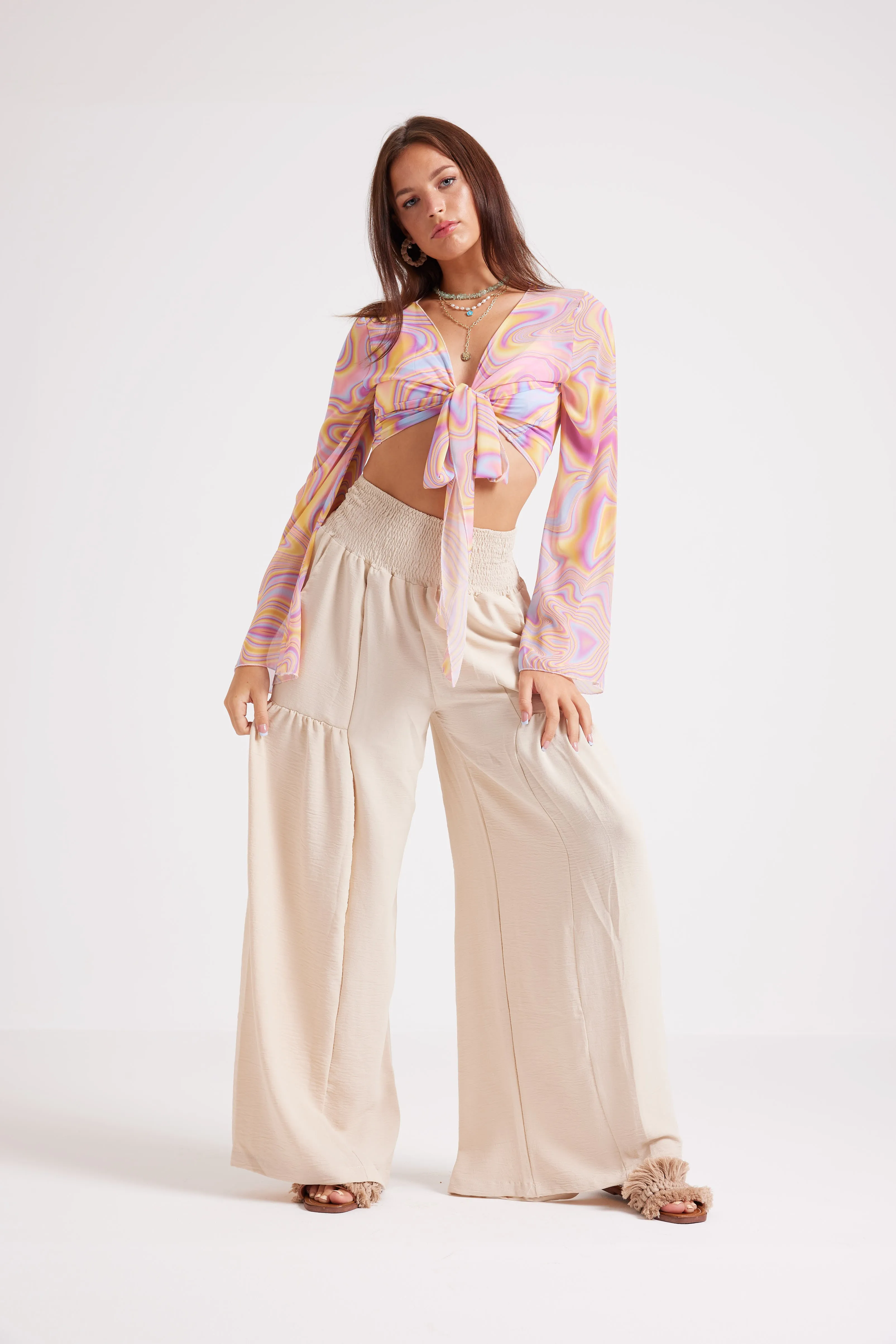 ABSTRACT TIE FRONT TOP