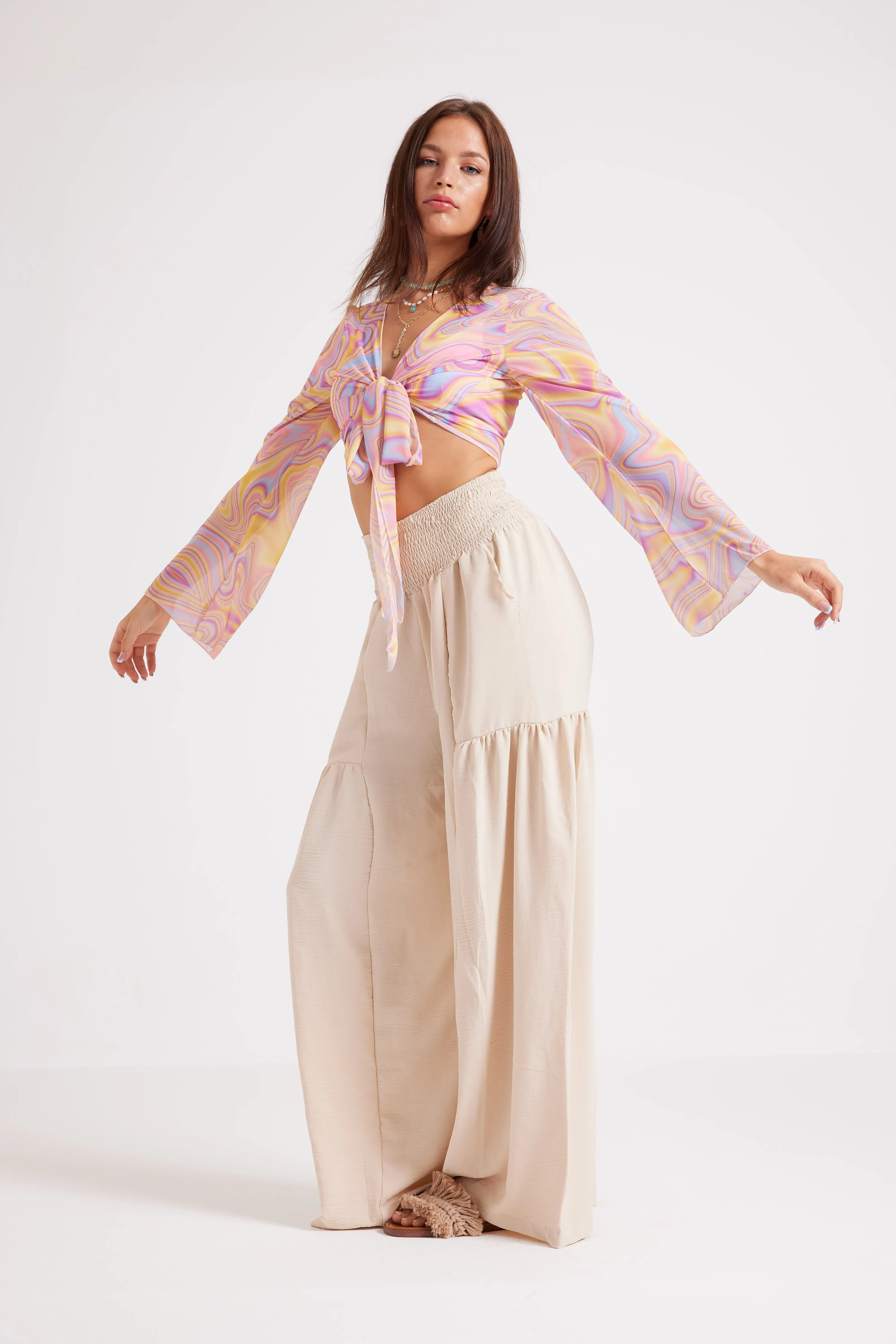 ABSTRACT TIE FRONT TOP