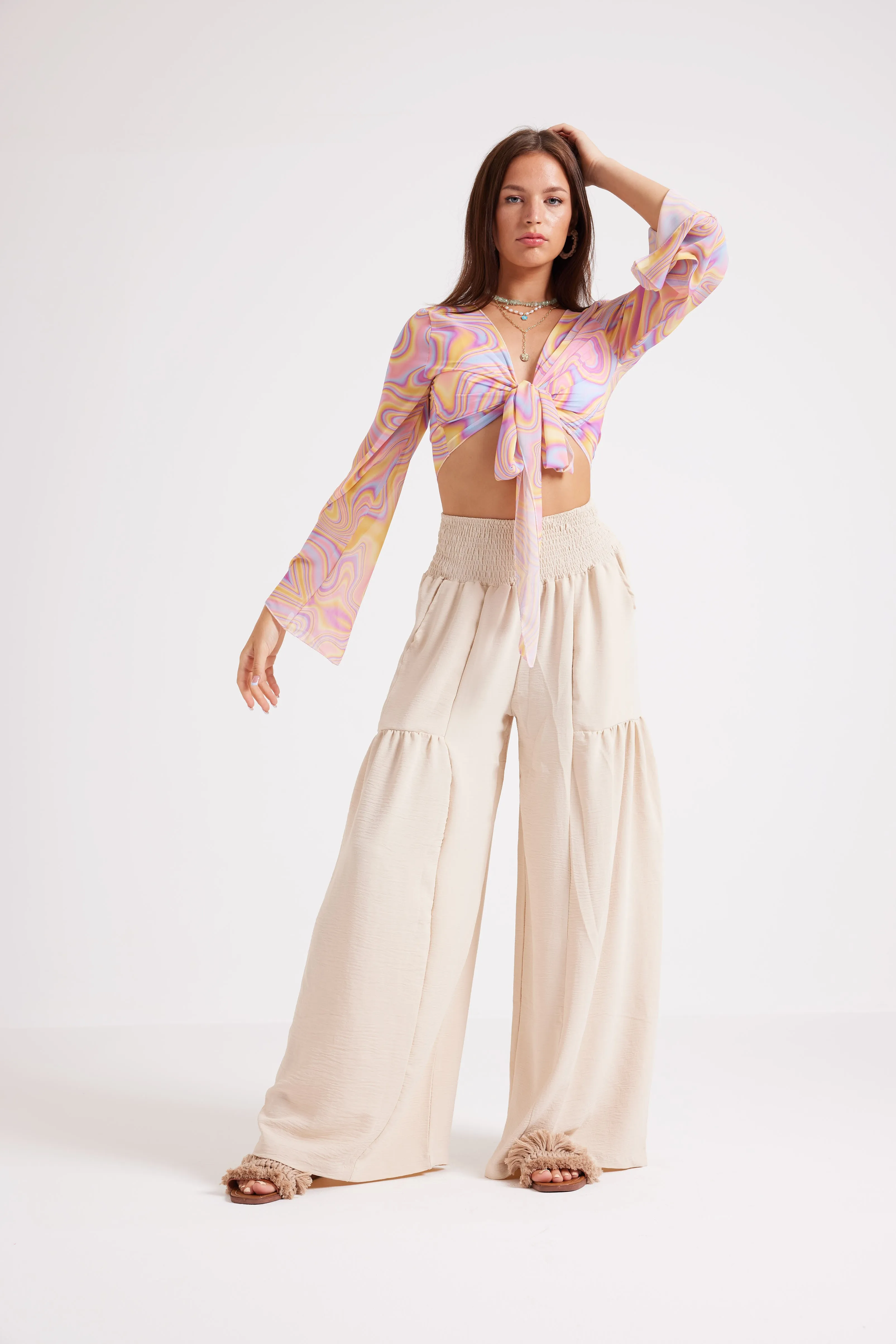 ABSTRACT TIE FRONT TOP