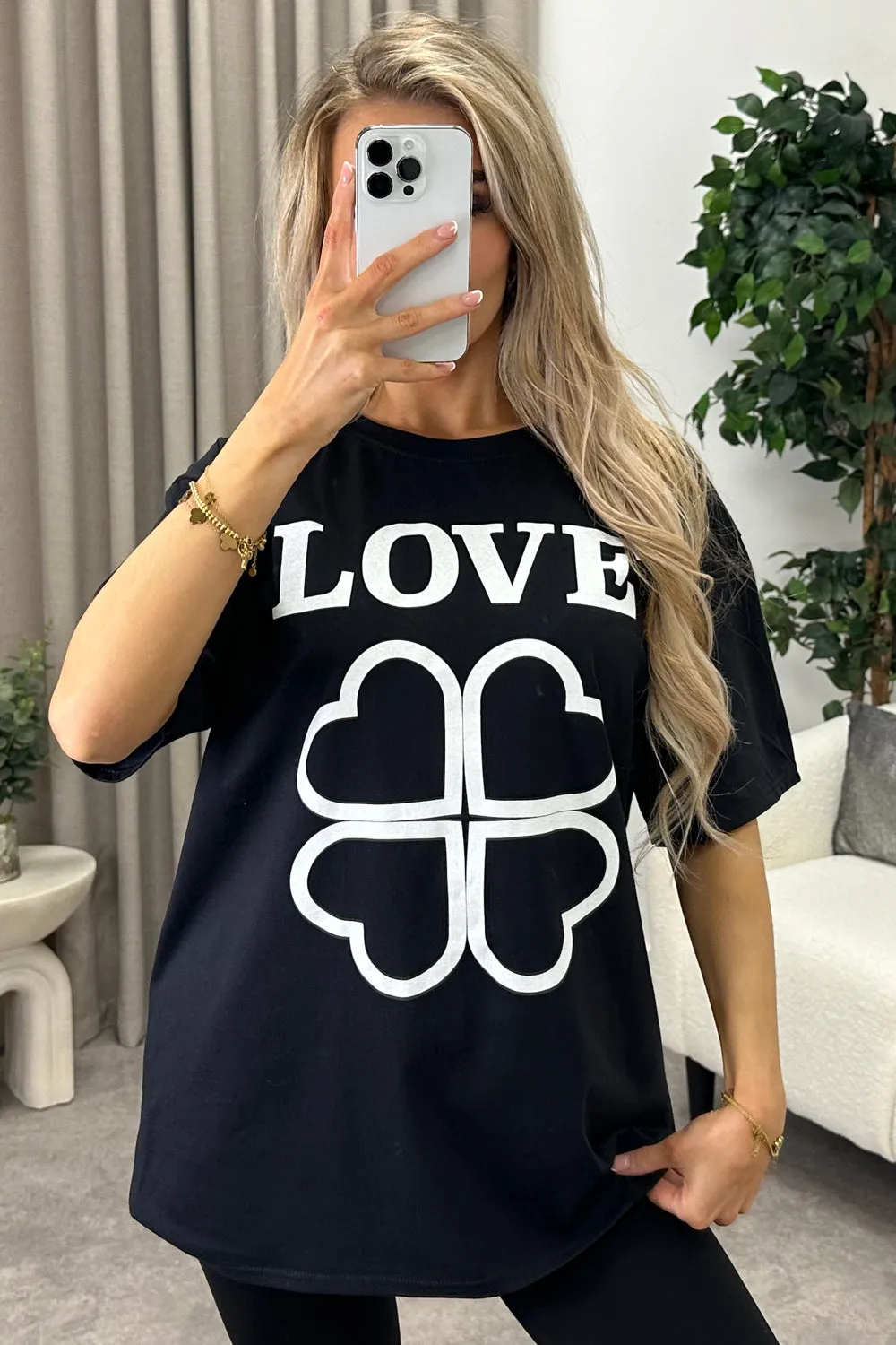 Alfie Black Love Slogan Graphic Print T-Shirt