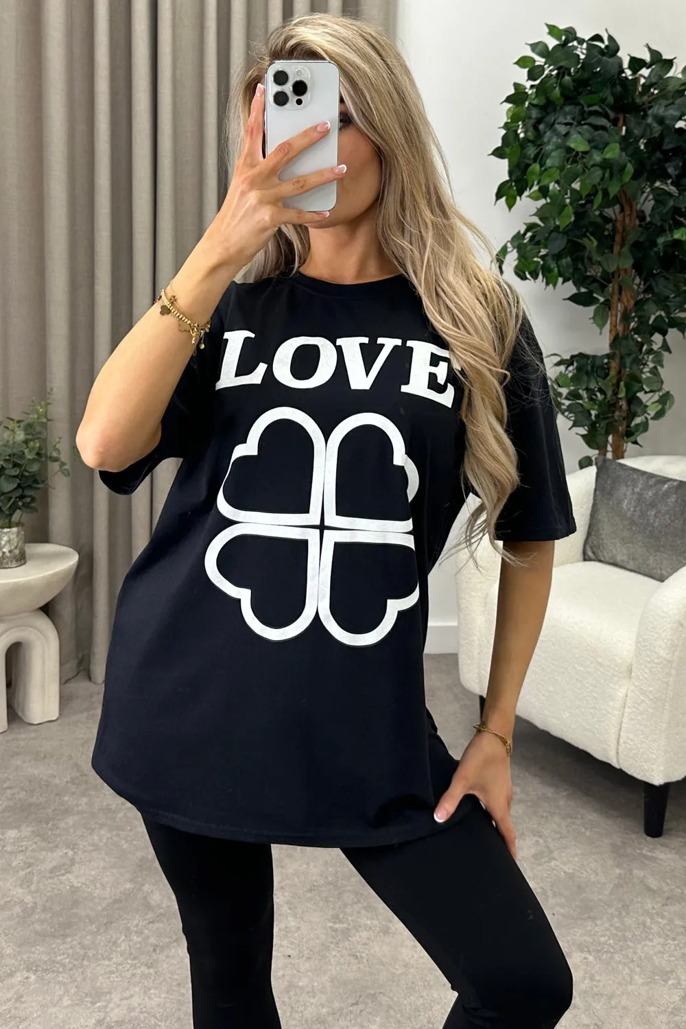 Alfie Black Love Slogan Graphic Print T-Shirt