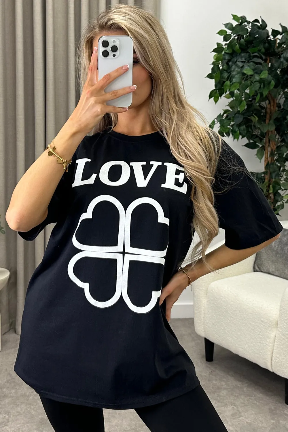 Alfie Black Love Slogan Graphic Print T-Shirt