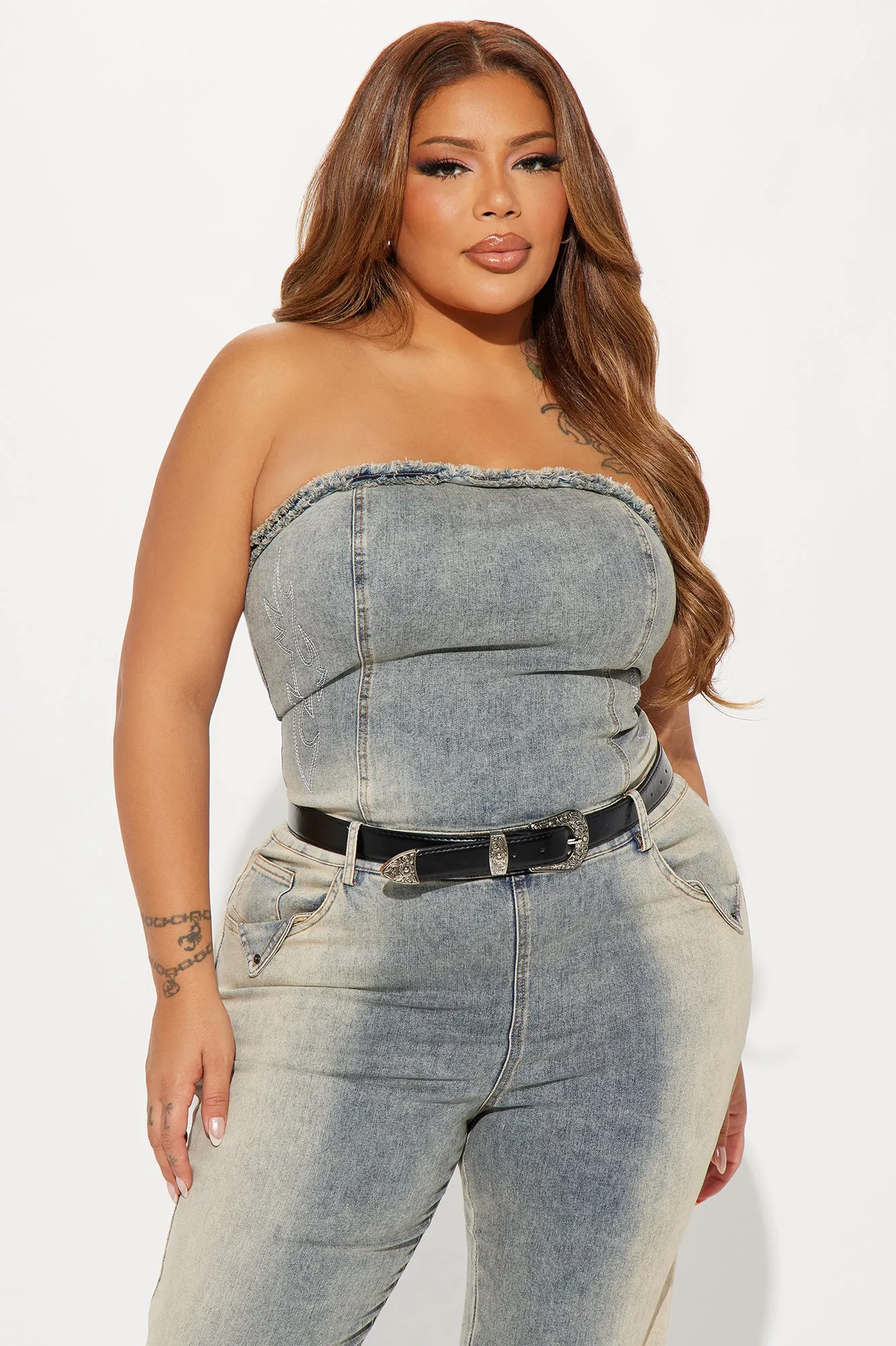 All My Energy Denim Jumpsuit - Light Wash