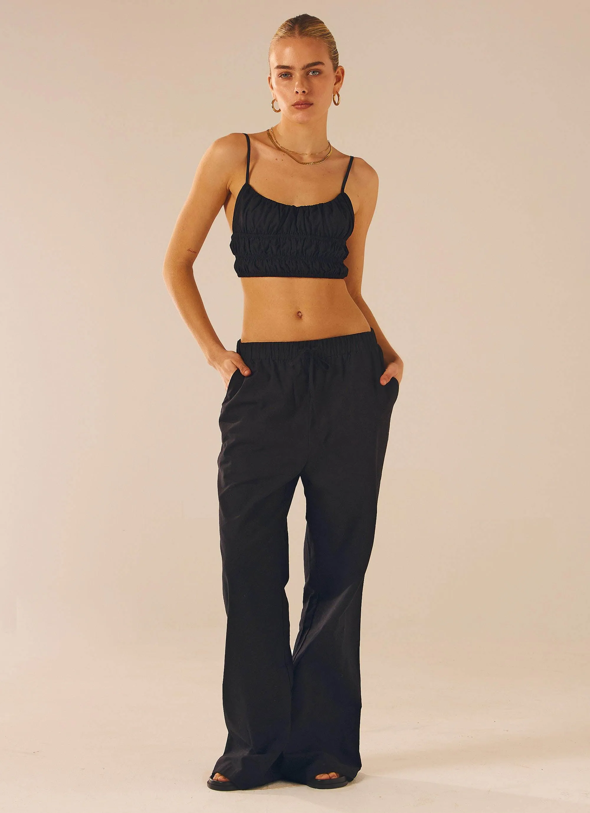 Beautiful Liar Linen Crop Top - Black