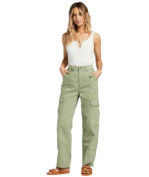 BILLABONG Women's Wall To Wall Denim Cargo Pants Army