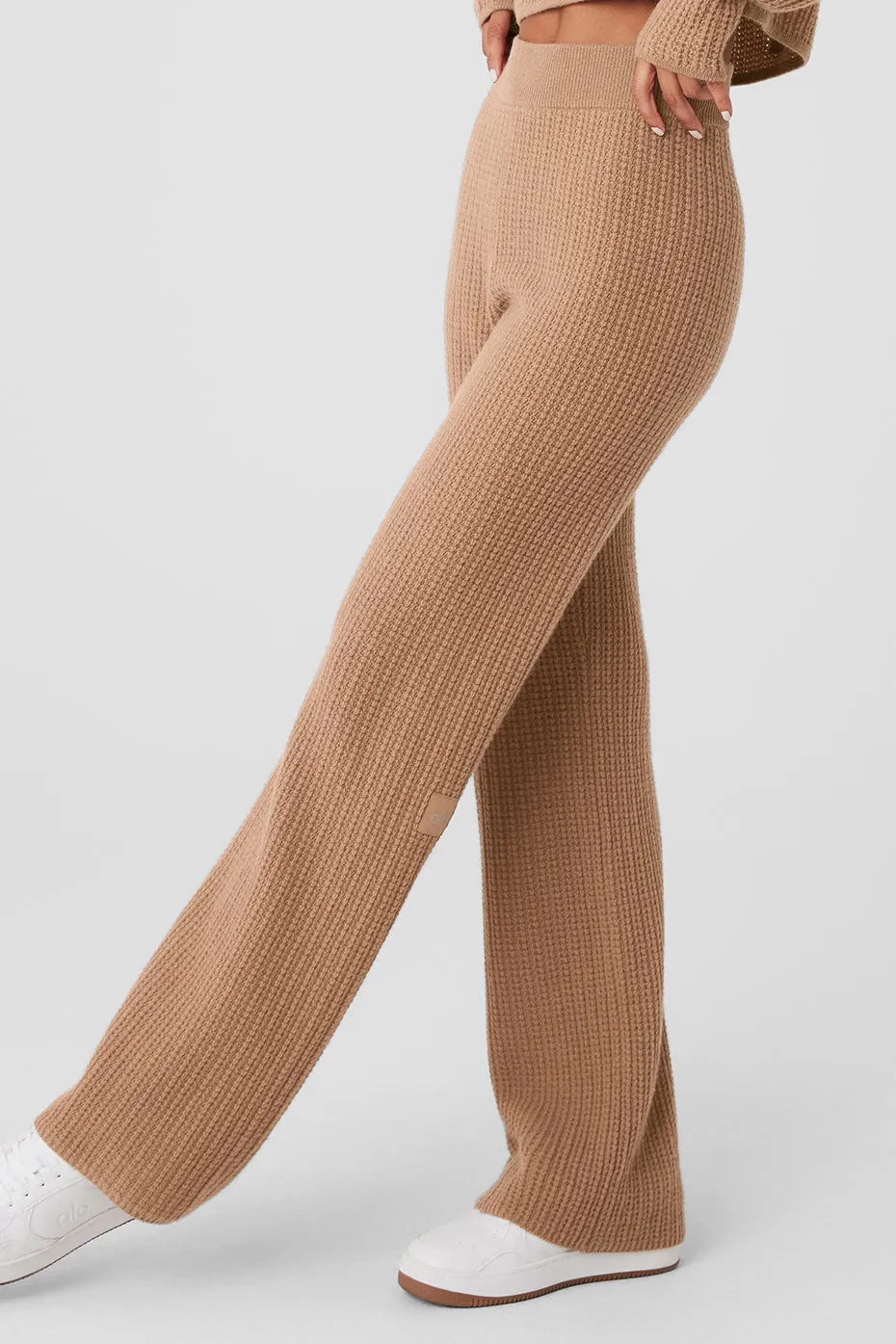 Cashmere High-Waist Plush Waffle Pant - Toasted Almond