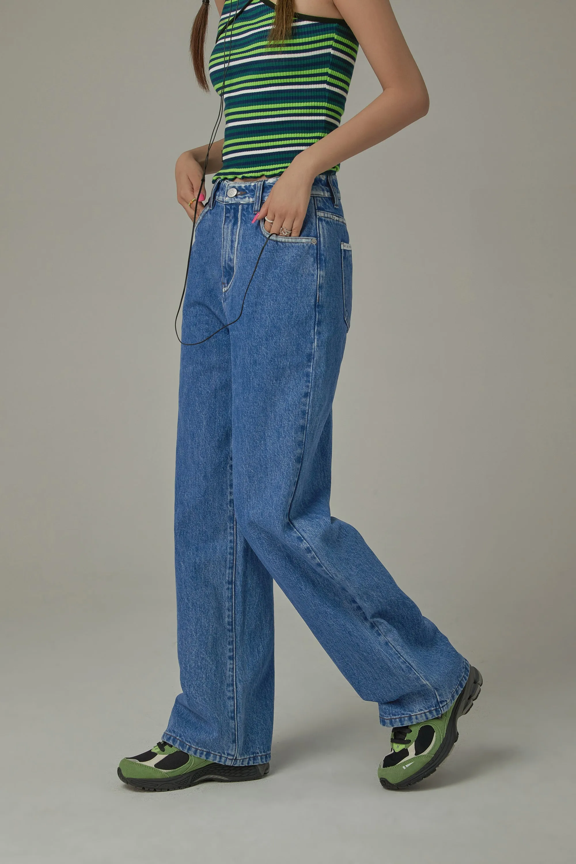 Casual Washed Wide Denim Jeans