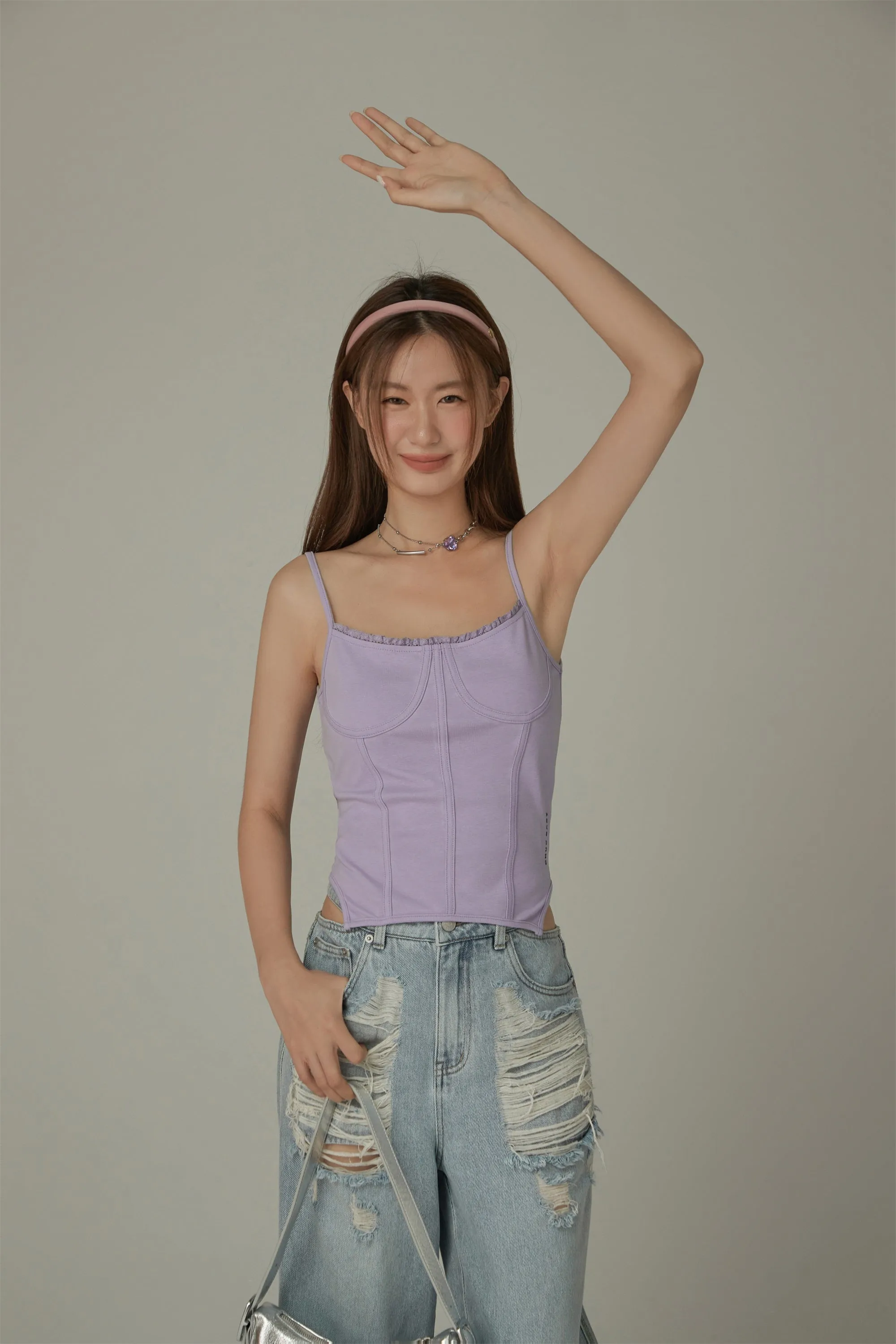 Color Bustier Slim Sleeveless Top