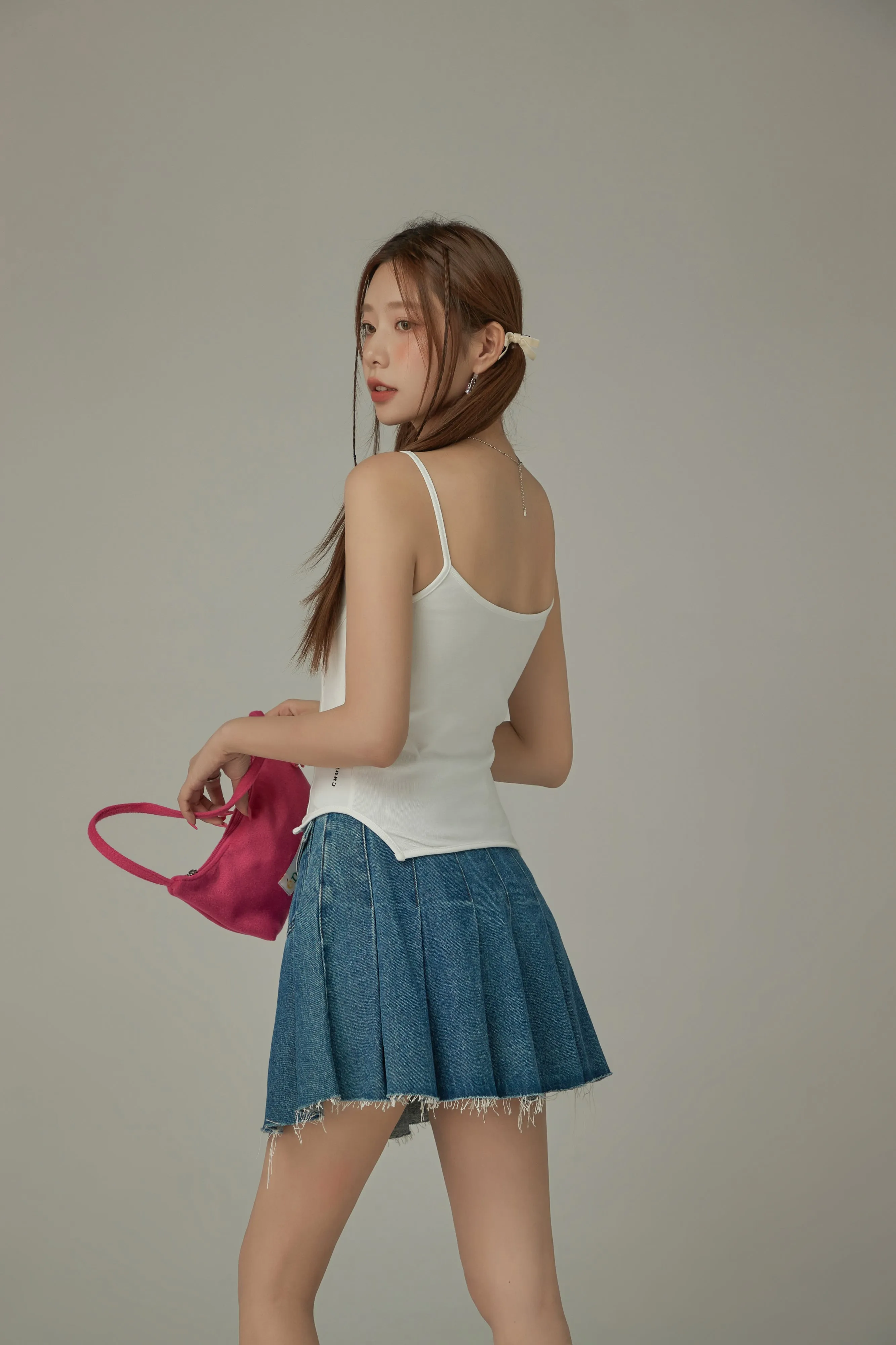 Color Bustier Slim Sleeveless Top