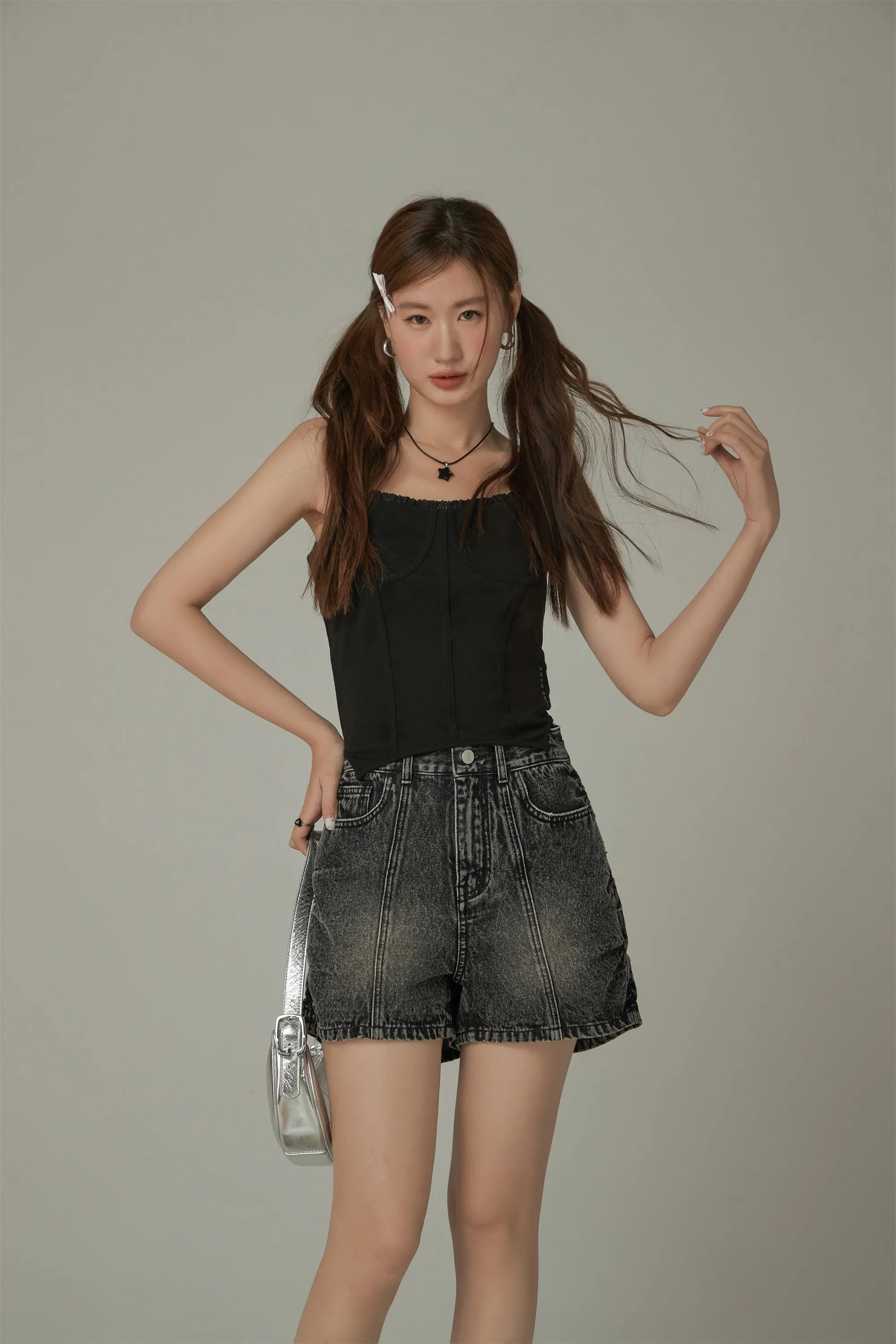 Color Bustier Slim Sleeveless Top