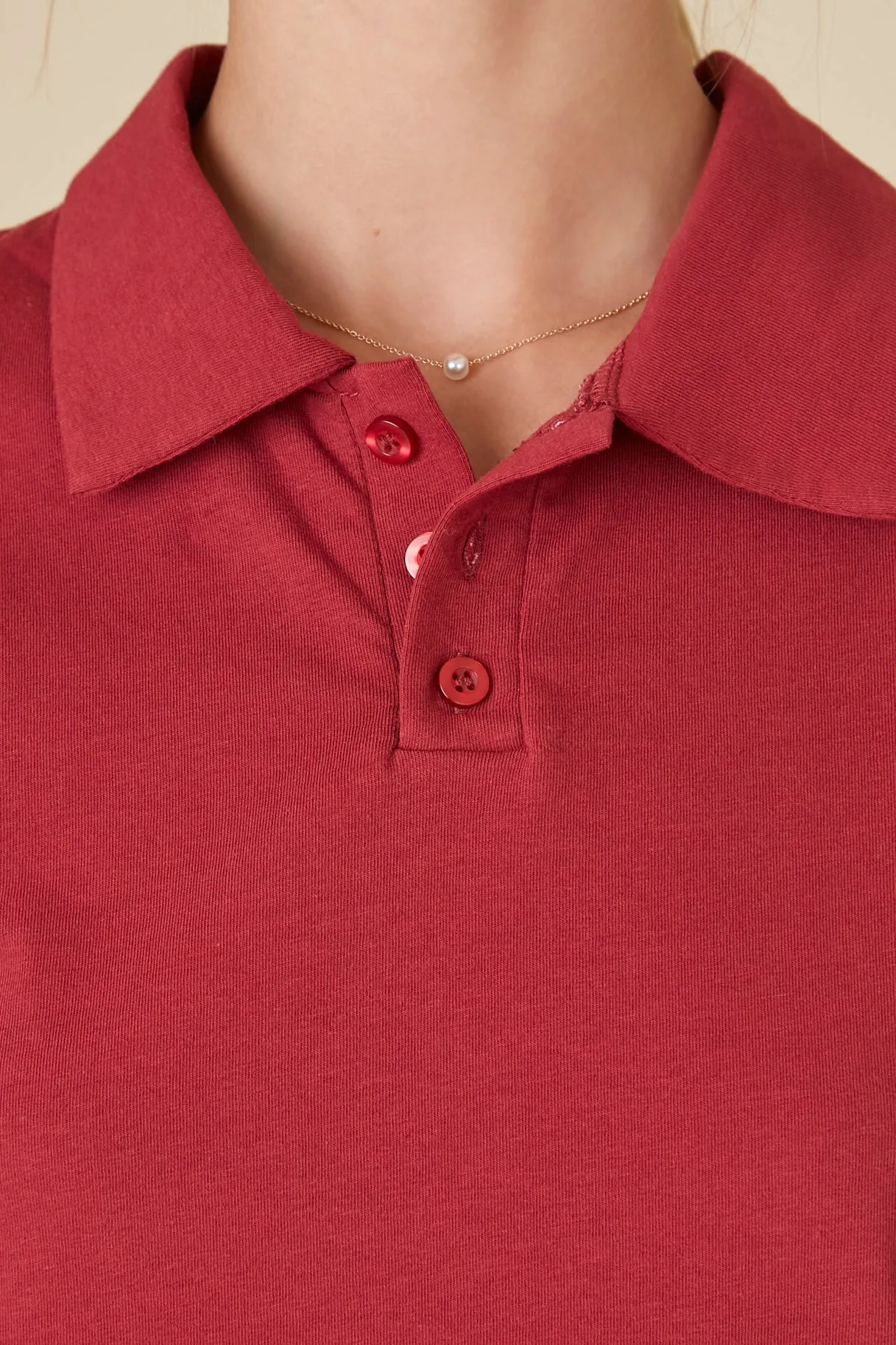 Cropped Jersey-Knit Polo Shirt