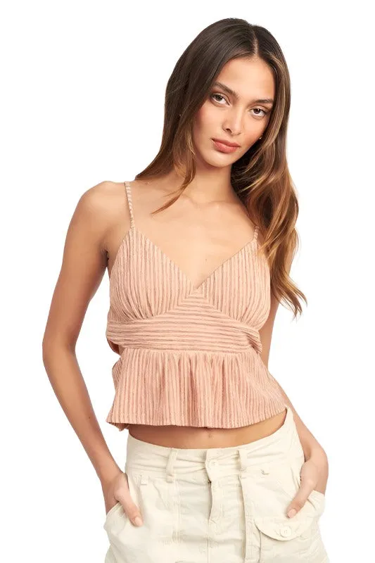 Cropped Side Cut Spaghetti Strap Top