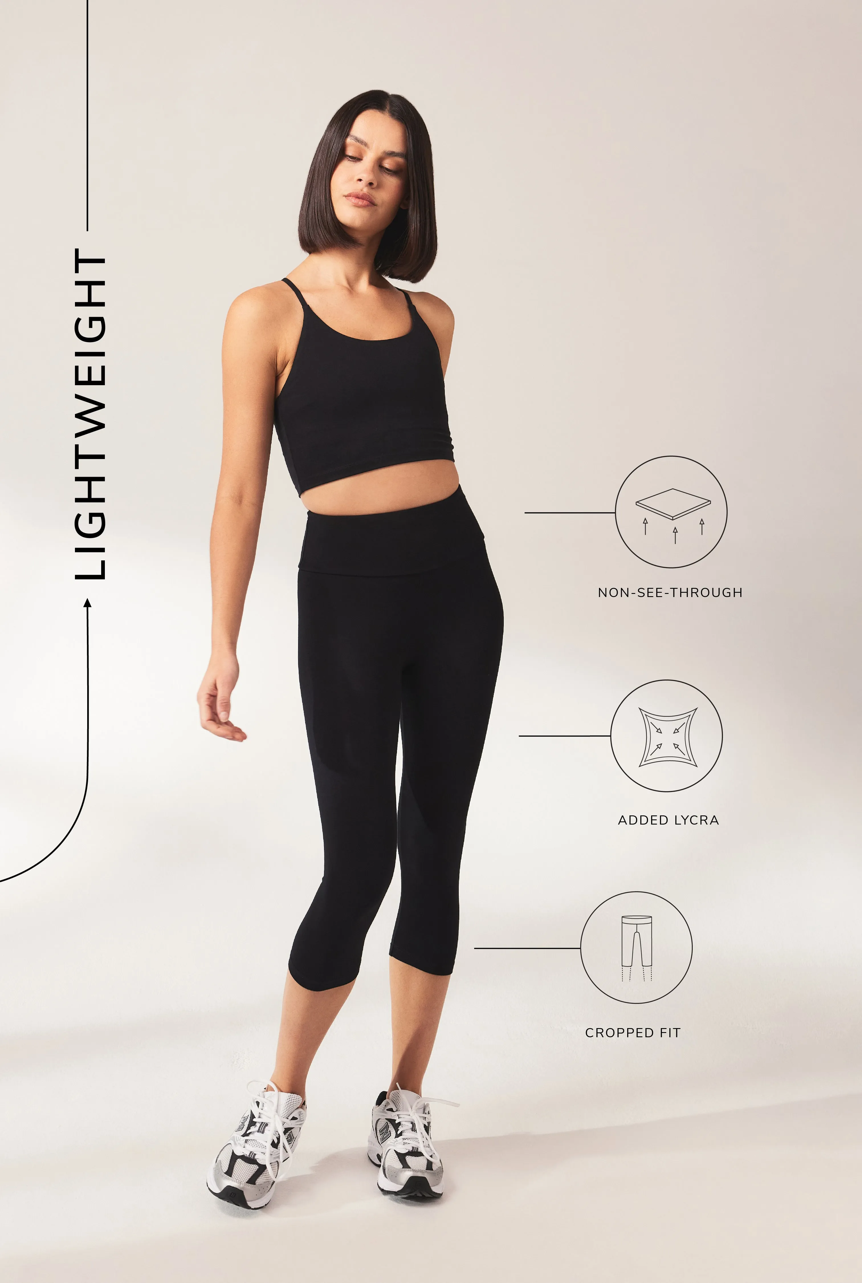 Curve Cropped Lightweight Leggings - Black