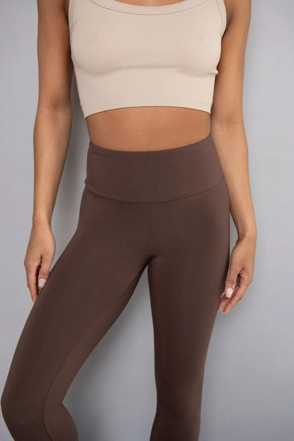 Curve Cropped Lightweight Leggings - Espresso Brown