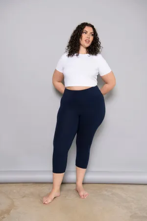 Curve Cropped Lightweight Leggings - Navy