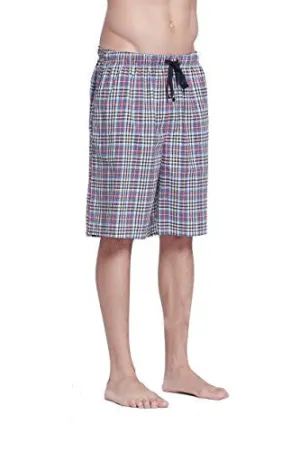 CYZ MEN'S 100% COTTON PLAID POPLIN WOVEN LOUNGE/SLEEP SHORTS-F54-L