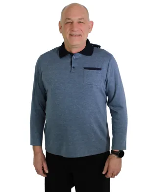 Dale Adaptive Long Sleeve Polo - Light Blue