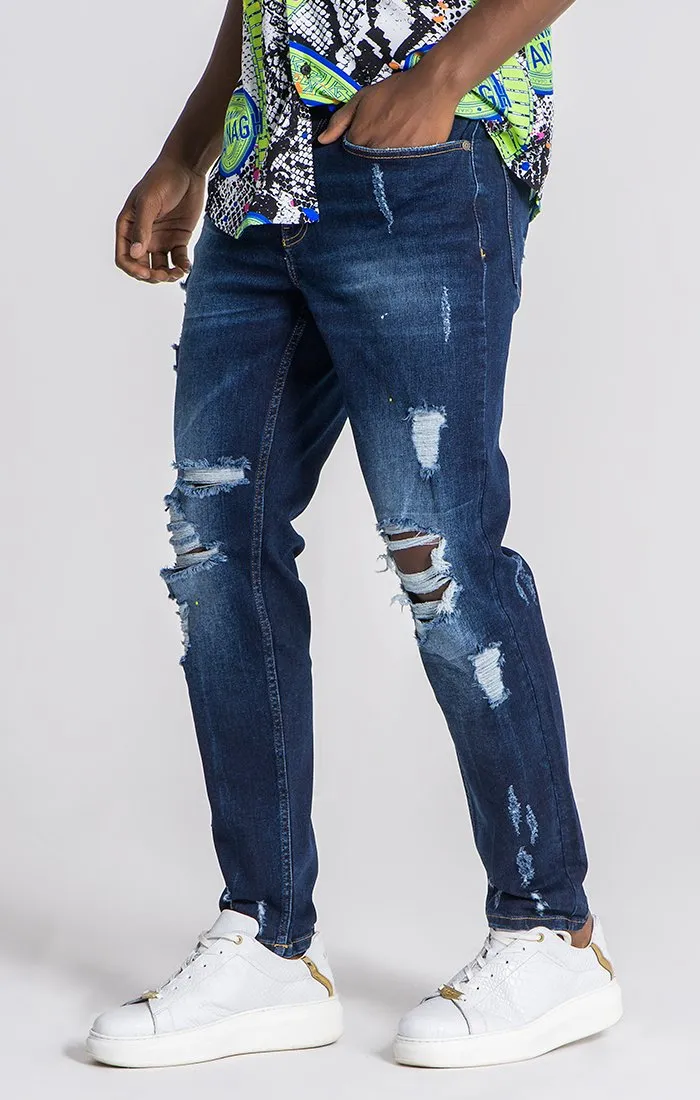 Dark Blue Straight Leg Jeans