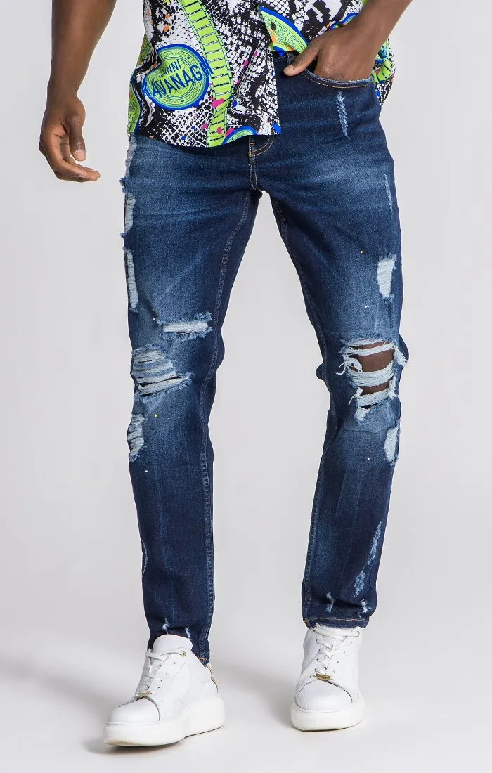 Dark Blue Straight Leg Jeans