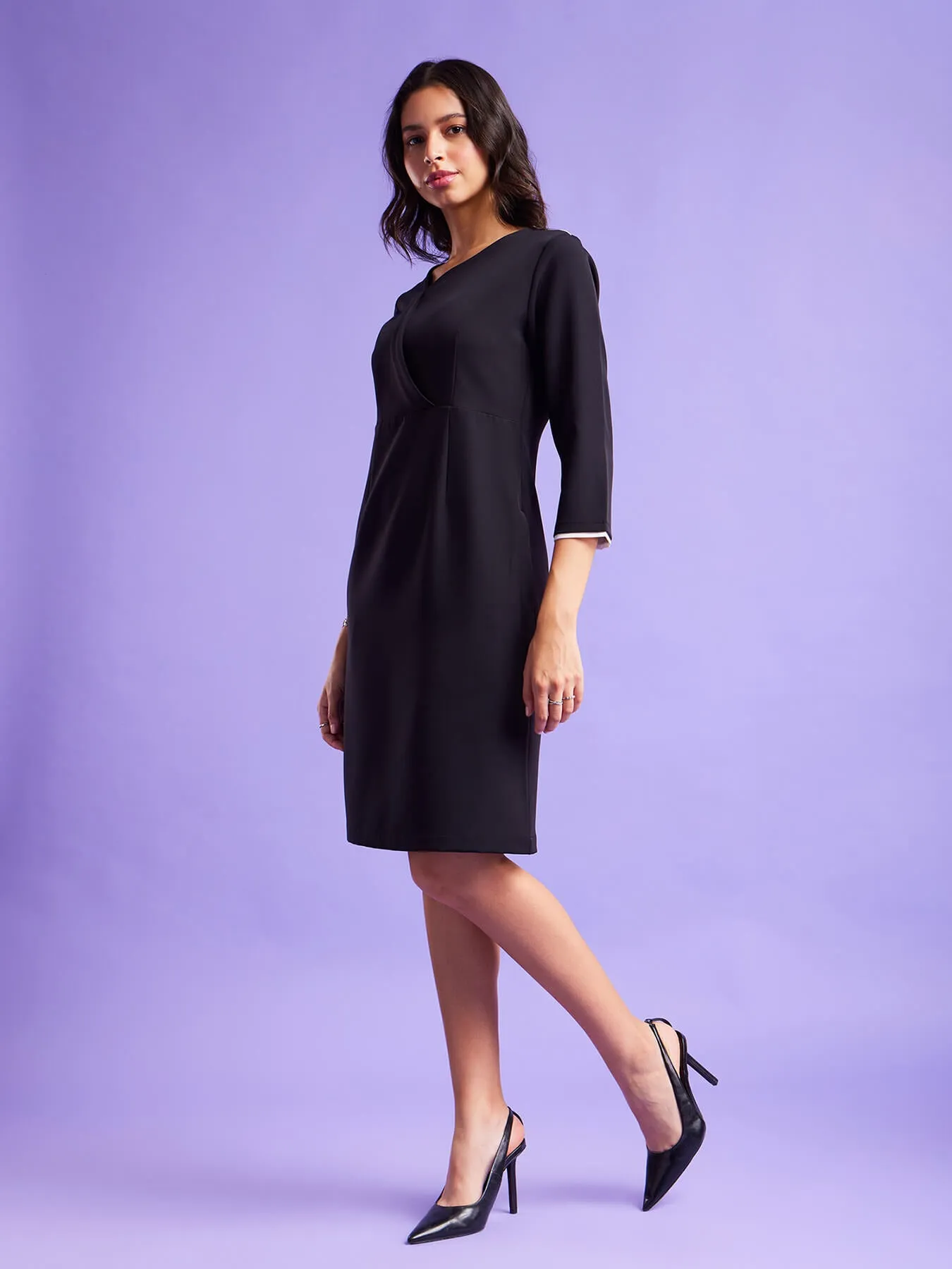 Drape Shift Dress - Black