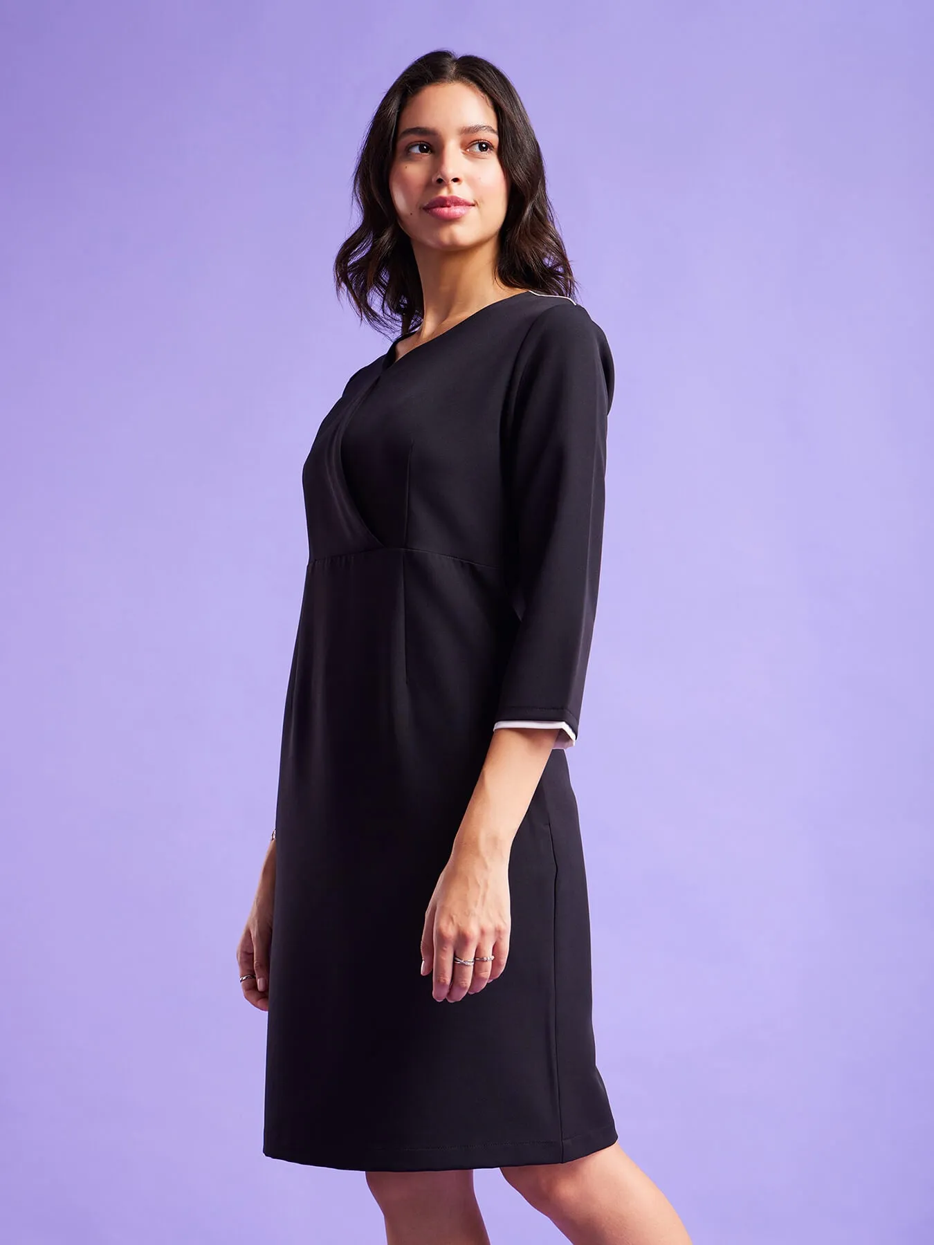 Drape Shift Dress - Black