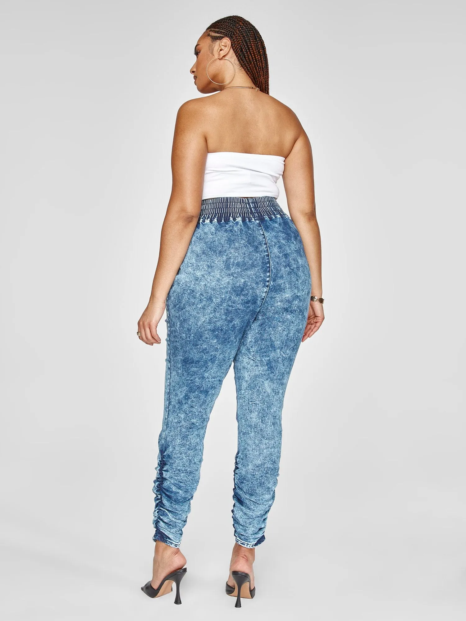 Elissa High Rise Pull-On Acid Wash Jeans