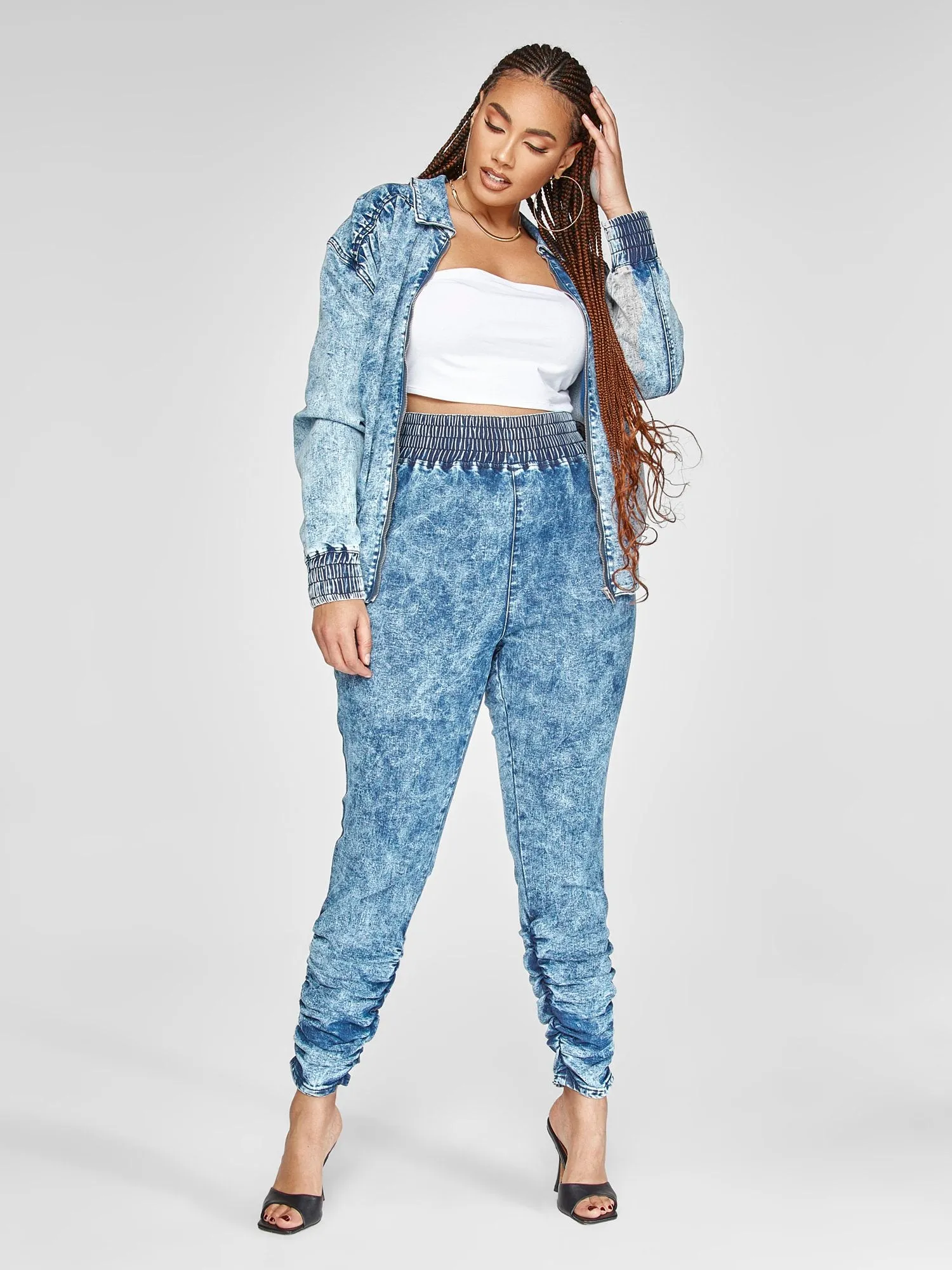 Elissa High Rise Pull-On Acid Wash Jeans