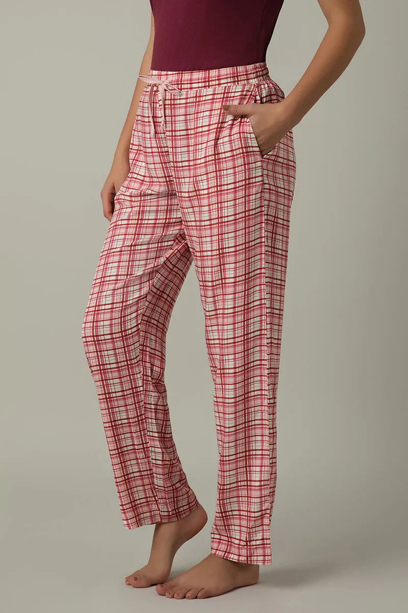 Full Length Pyjama Bottom - Blush Rose Check Print