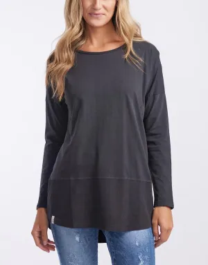 Fundamental Long Sleeve Rib Tee - Washed Black