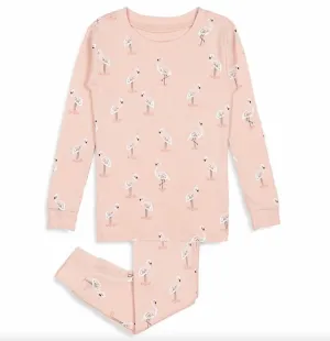 Girls 2-Piece Flamingo-Print Pyjama Set - Light Pink | Petit Lem