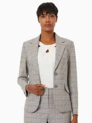 Glen Plaid Notched Collar Two-Button Blazer