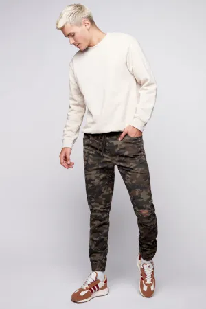 JAGGER - Distressed 5 Pocket Twill Classic Jogger - Camo