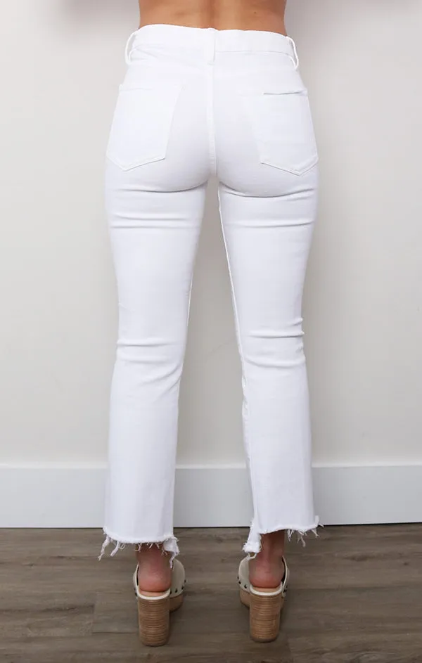 Le Crop Mini Boot Stiletto Hem in Blanc