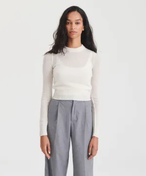 Lightweight Reversible Cropped Crewneck Sweater