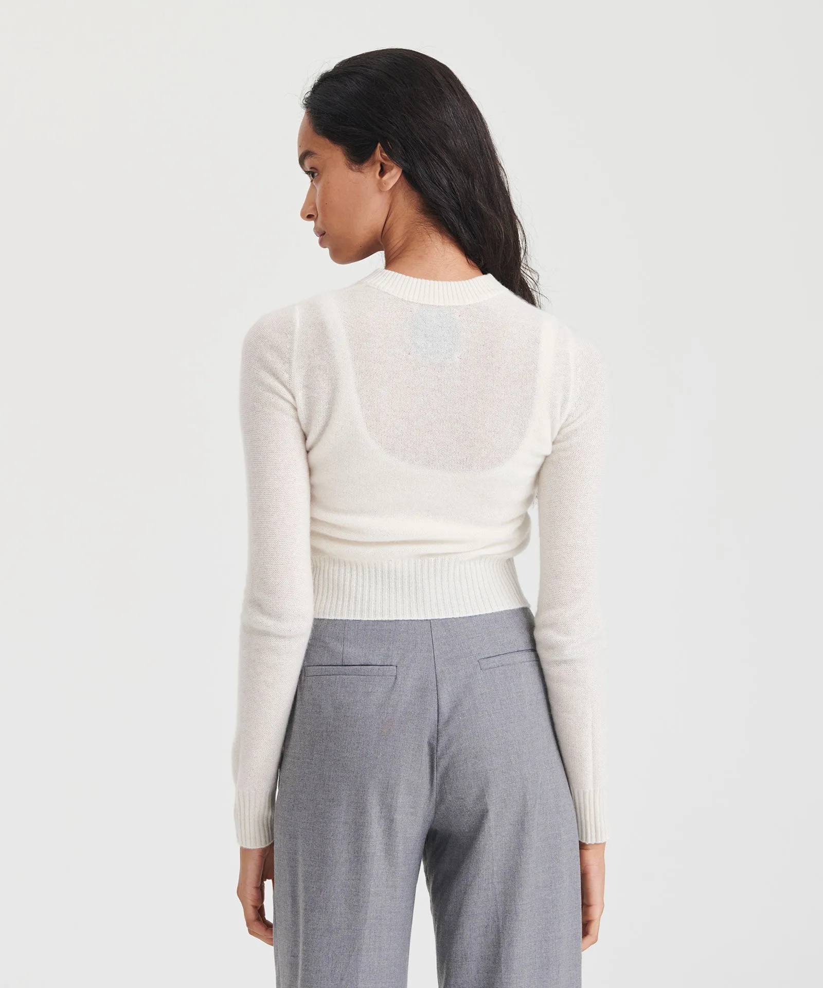 Lightweight Reversible Cropped Crewneck Sweater