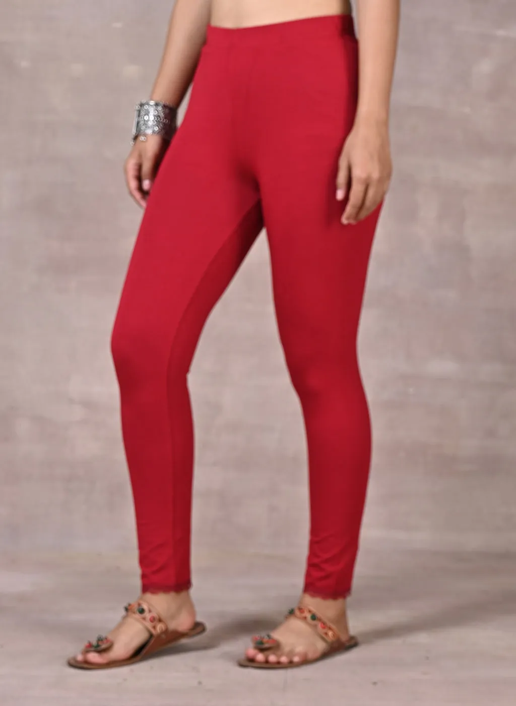 Maroon Ankle Length Plain Legging