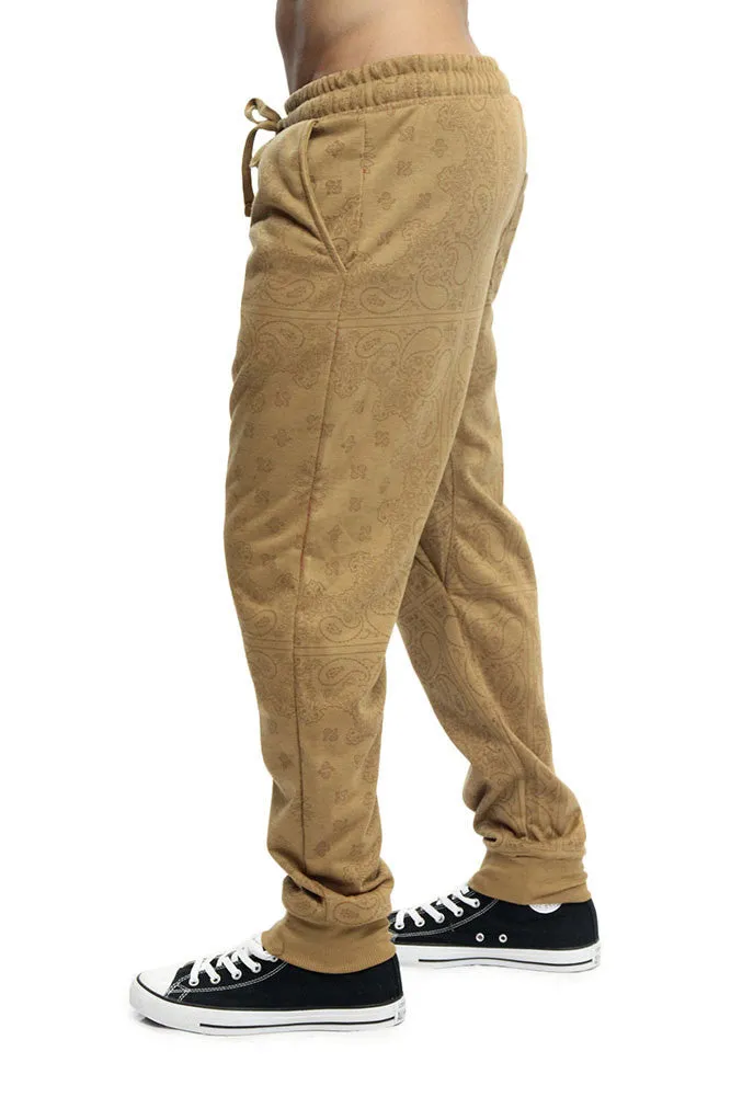 Men's Grid Bandana French Terry Jogger Pants