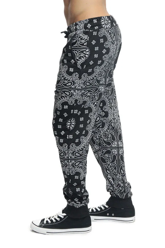 Men's Grid Bandana French Terry Jogger Pants