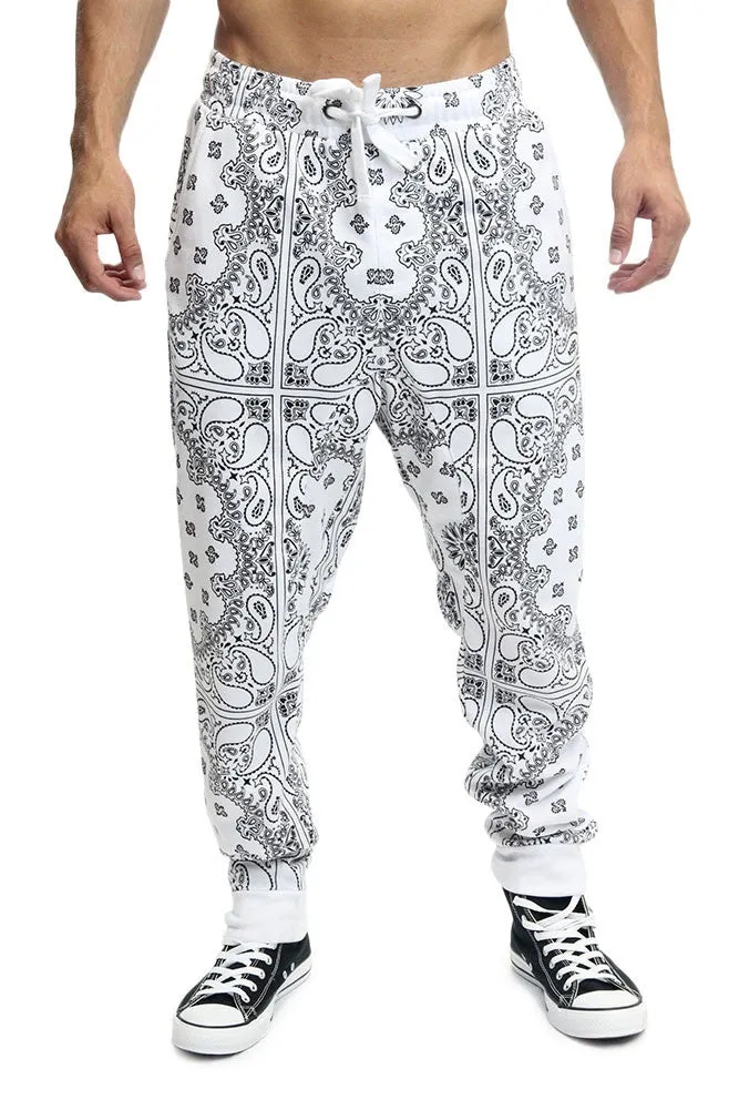 Men's Grid Bandana French Terry Jogger Pants