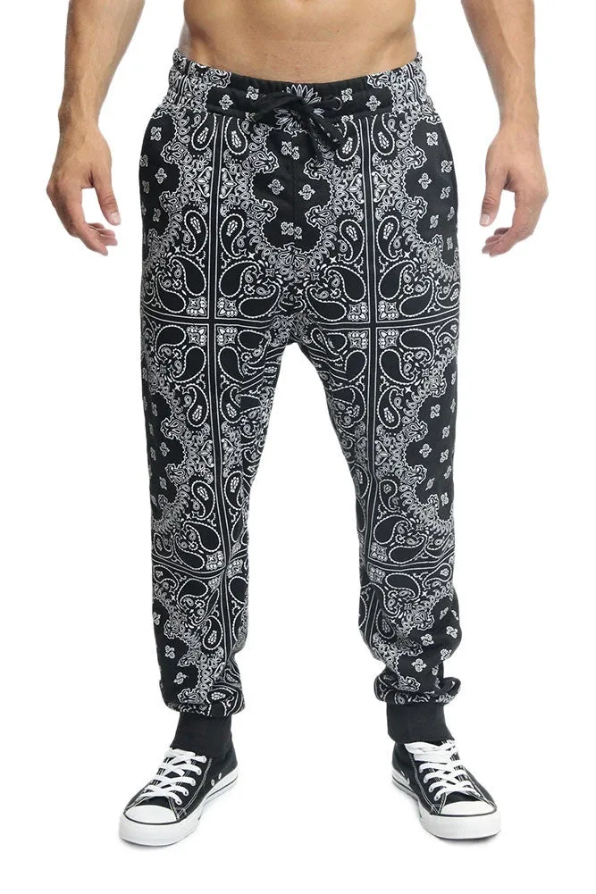 Men's Grid Bandana French Terry Jogger Pants