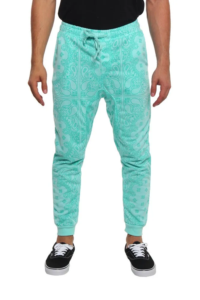 Men's Grid Bandana French Terry Jogger Pants