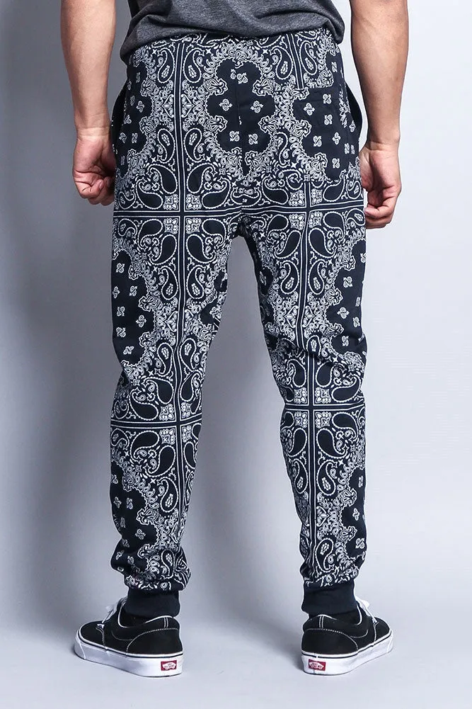 Men's Grid Bandana French Terry Jogger Pants