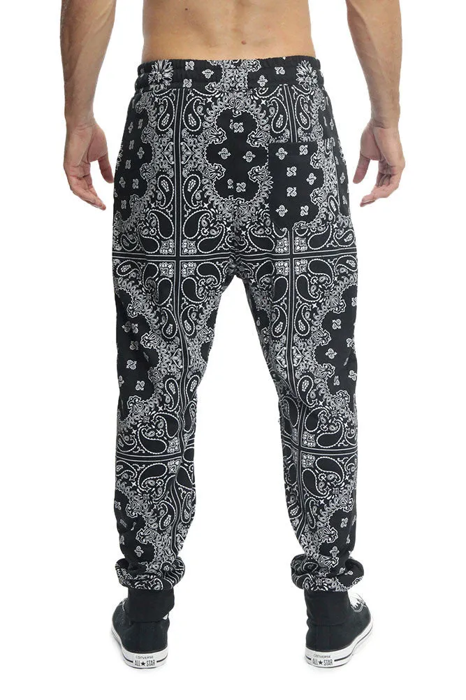 Men's Grid Bandana French Terry Jogger Pants