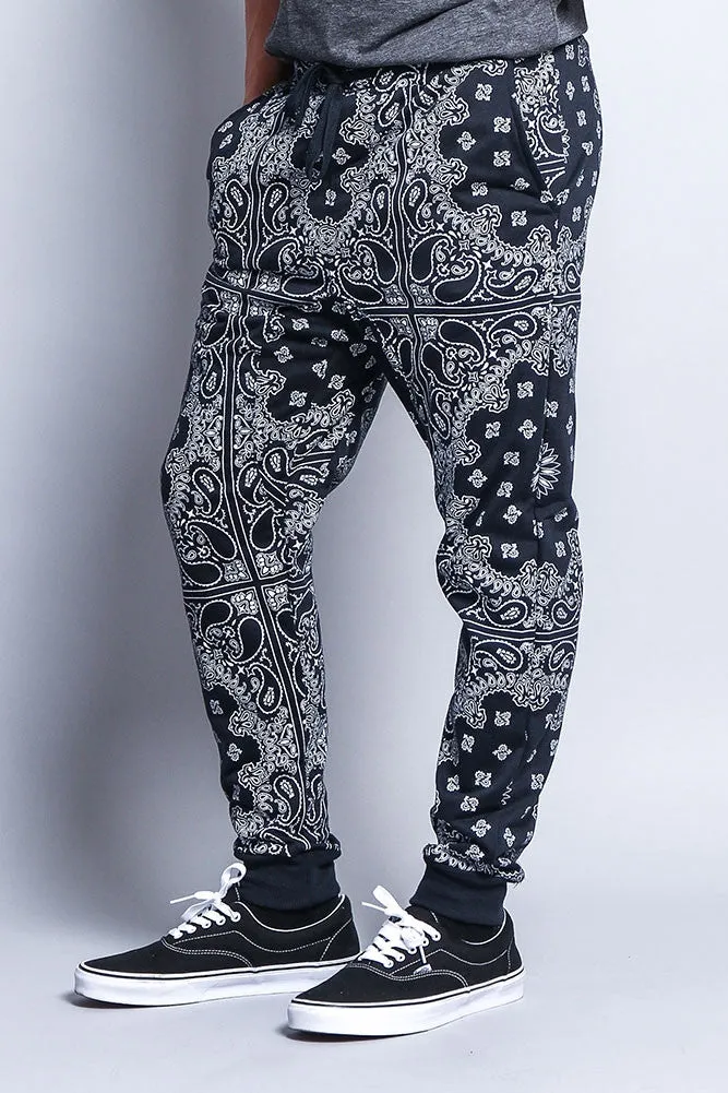 Men's Grid Bandana French Terry Jogger Pants