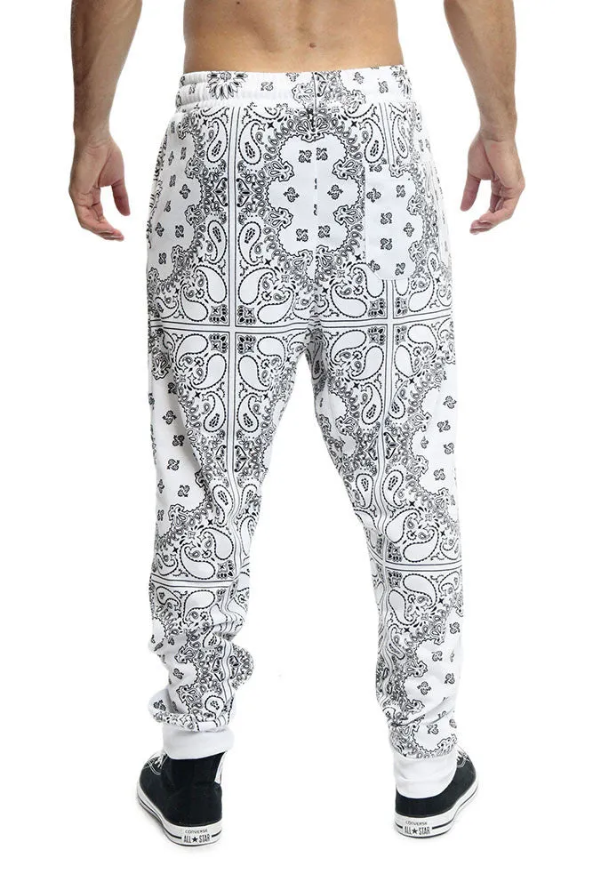 Men's Grid Bandana French Terry Jogger Pants